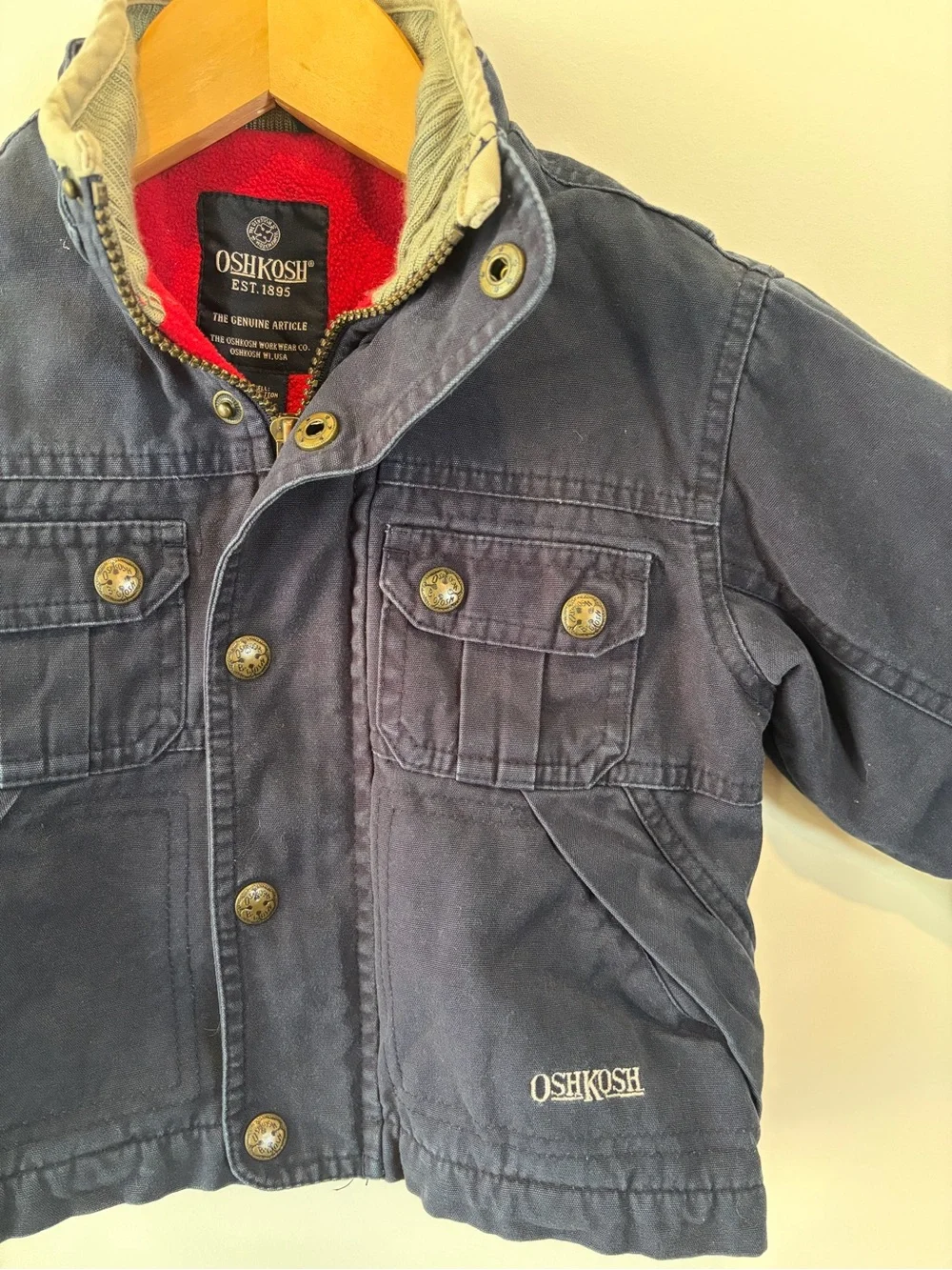 OshKosh B'gosh Vintage Navy Kids Barn Jacket Fleece Lined 24months